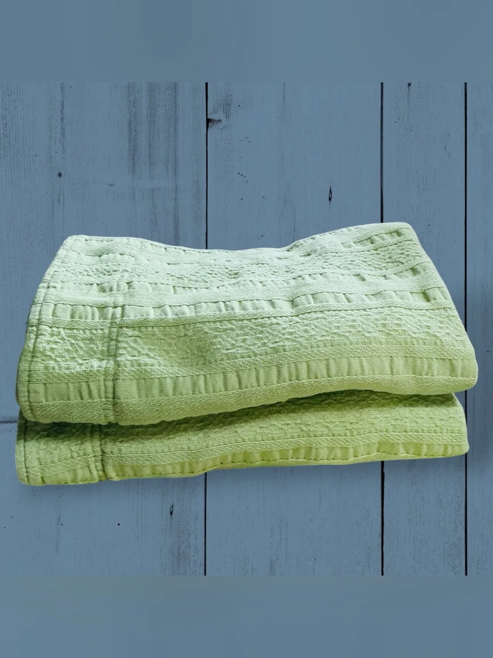 LL Bean Standard 24” X 31” Pillow Shams Textured Stripes Green 100% Cotton